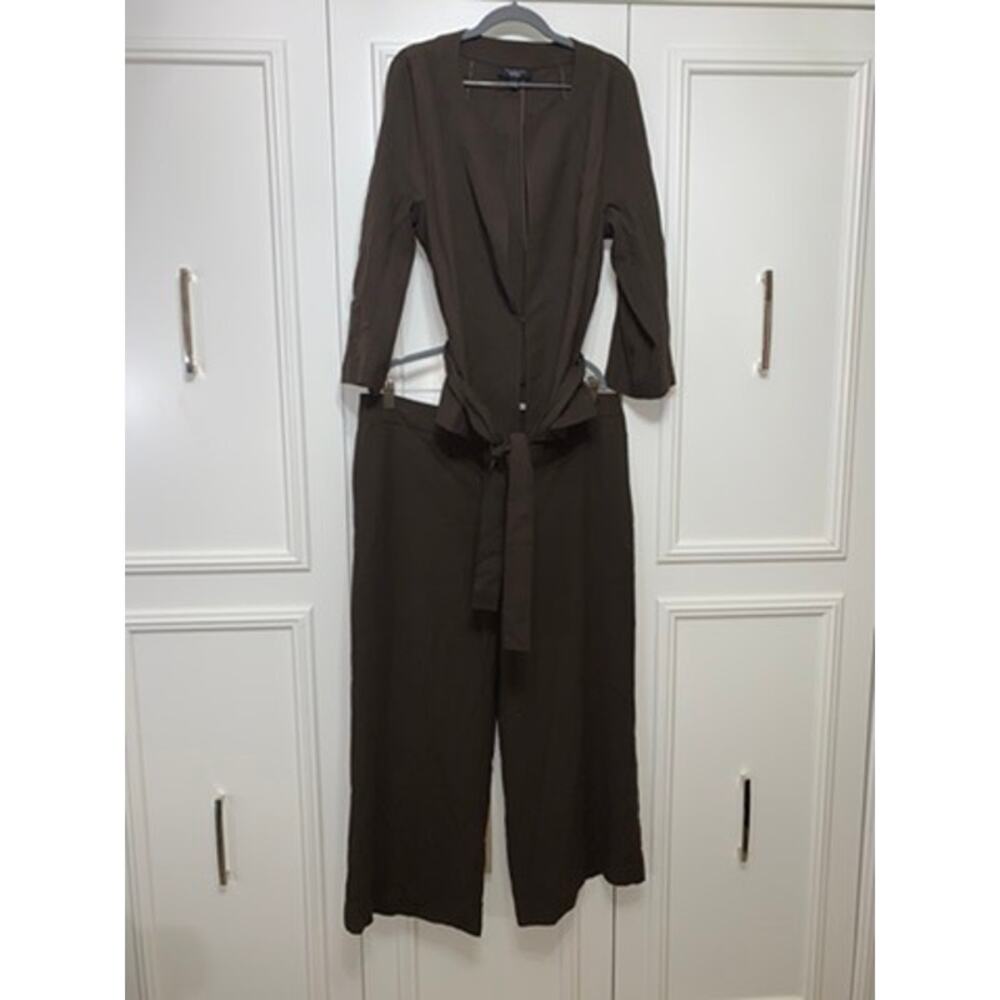 Talbots Women's Brown Jumpsuit‎ Size 18 Long Sleeve Workwear